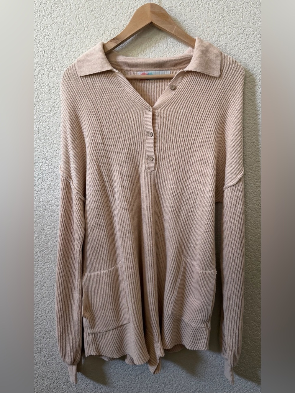 Free People Beach Sz Small Picnic Knit Sweater Romper Linen & Cotton Neutral Oat